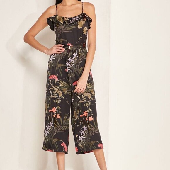 BNWT Ted Baker London Calline Floral Ruffle Jumpsuit Wide Leg - Picture 1 of 15